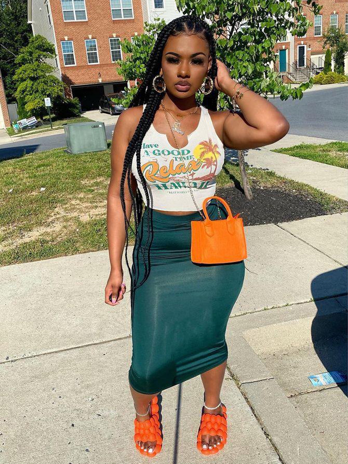 Coconut Tree Print Holiday Tank Top