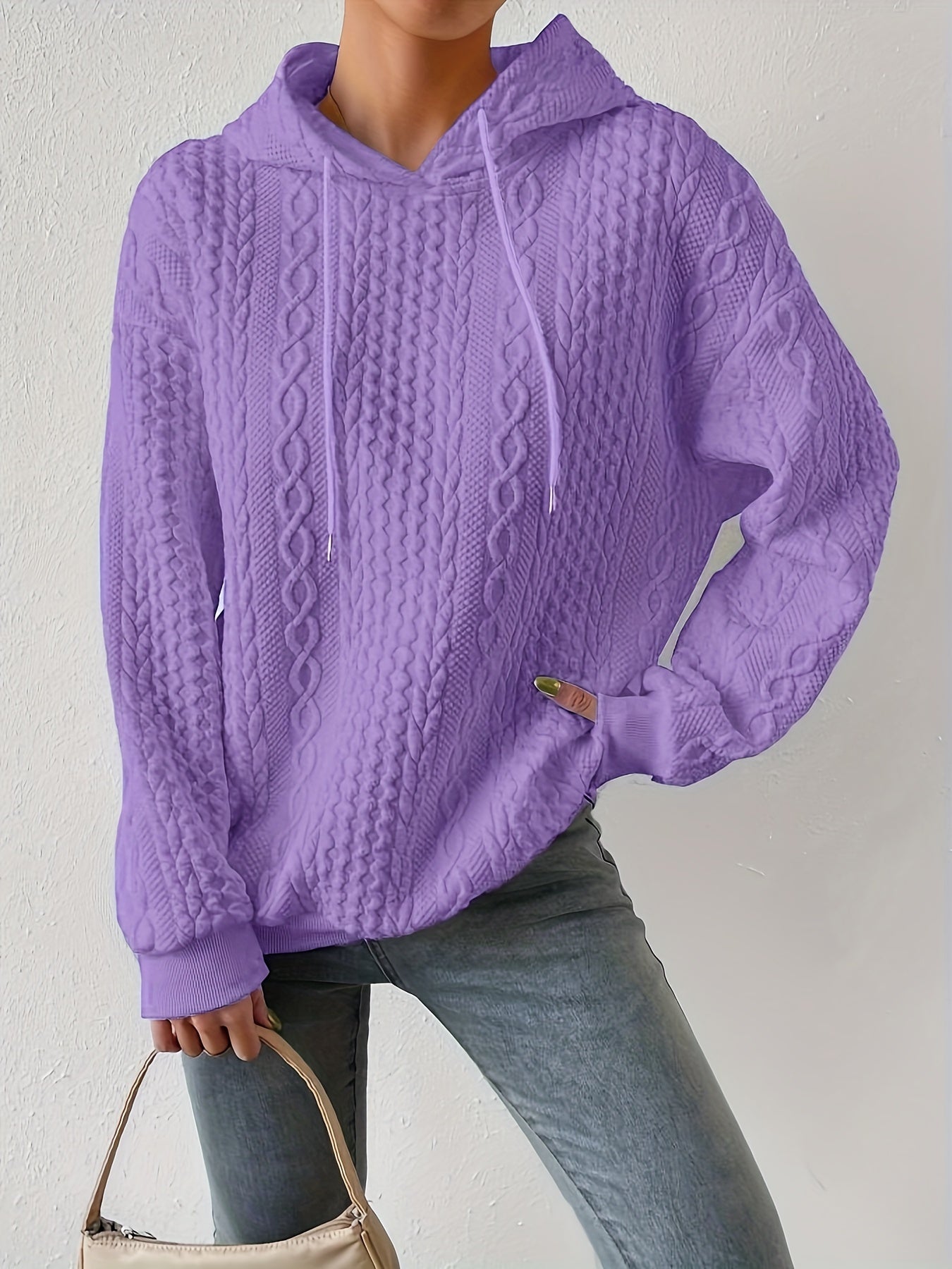 Women's White Textured Cable