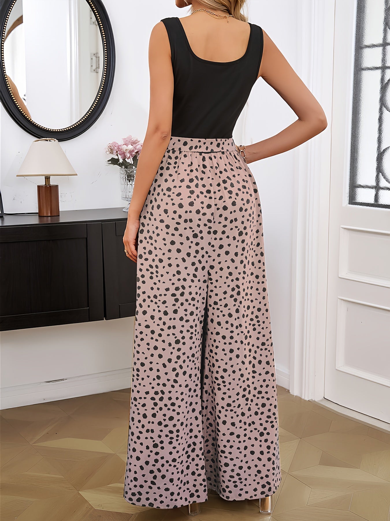 Emerald Polka Dot High-Waist Wide-Leg Trousers