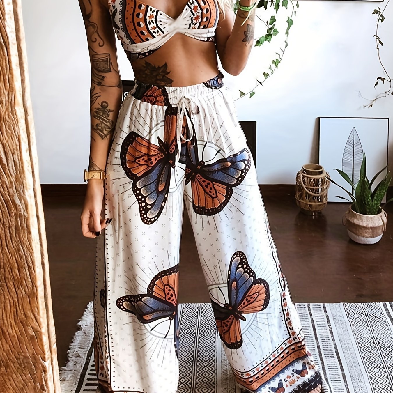 Bold Red Palazzo Pants and White Blazer Outfit