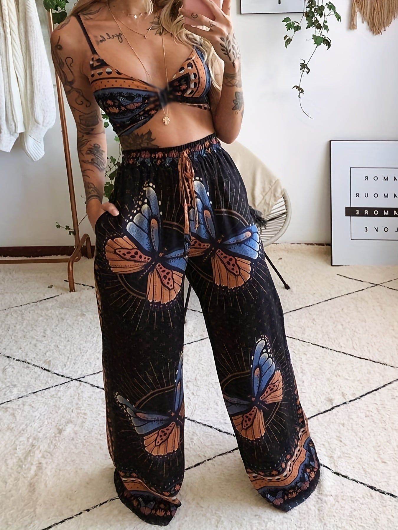 Bold Red Palazzo Pants and White Blazer Outfit