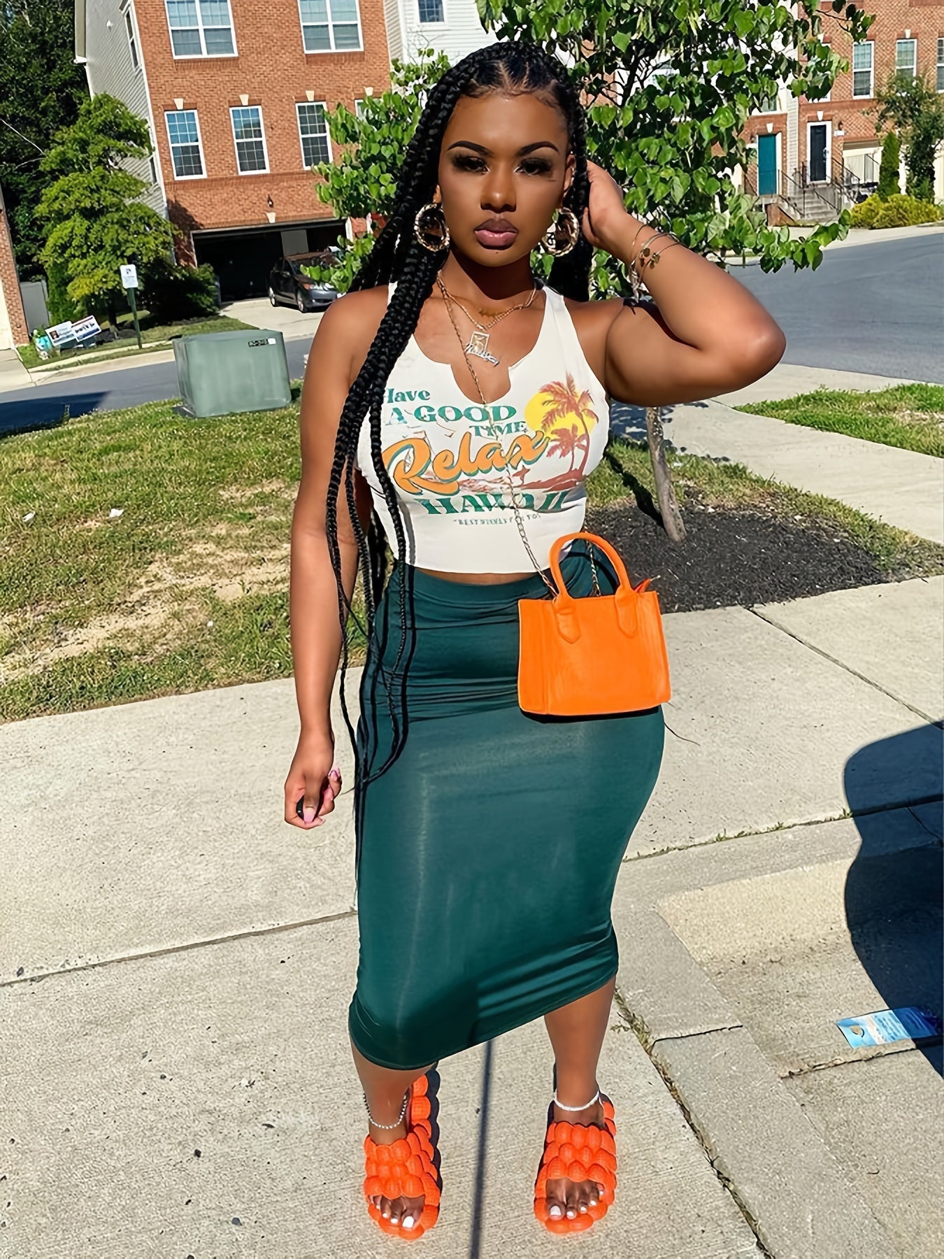 Coconut Tree Print Holiday Tank Top