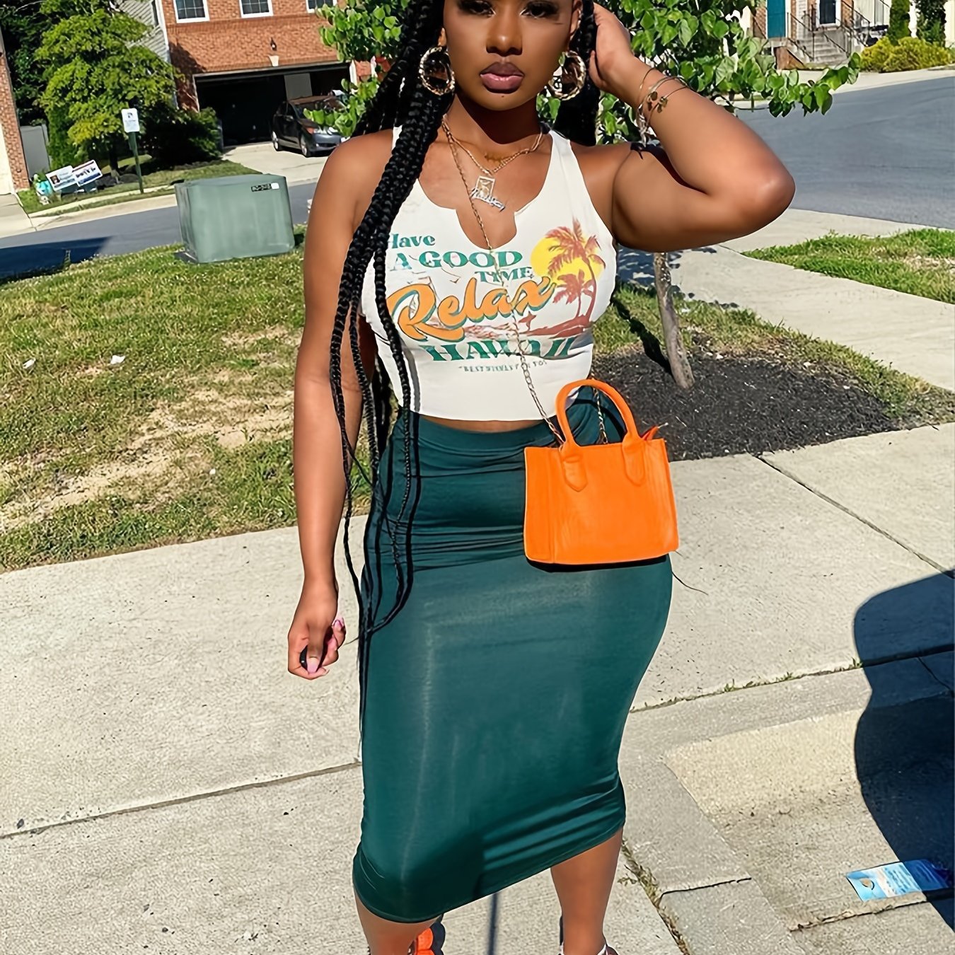 Coconut Tree Print Holiday Tank Top