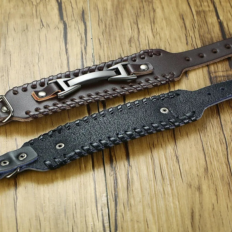 Vnox Wide Leather Wristband