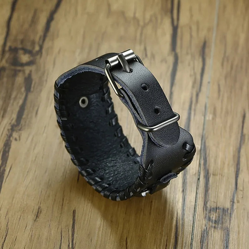 Vnox Wide Leather Wristband