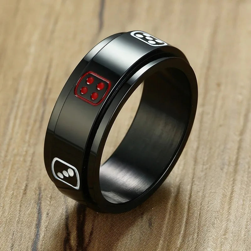 Vnox Black Stainless Steel Ring with Gaming