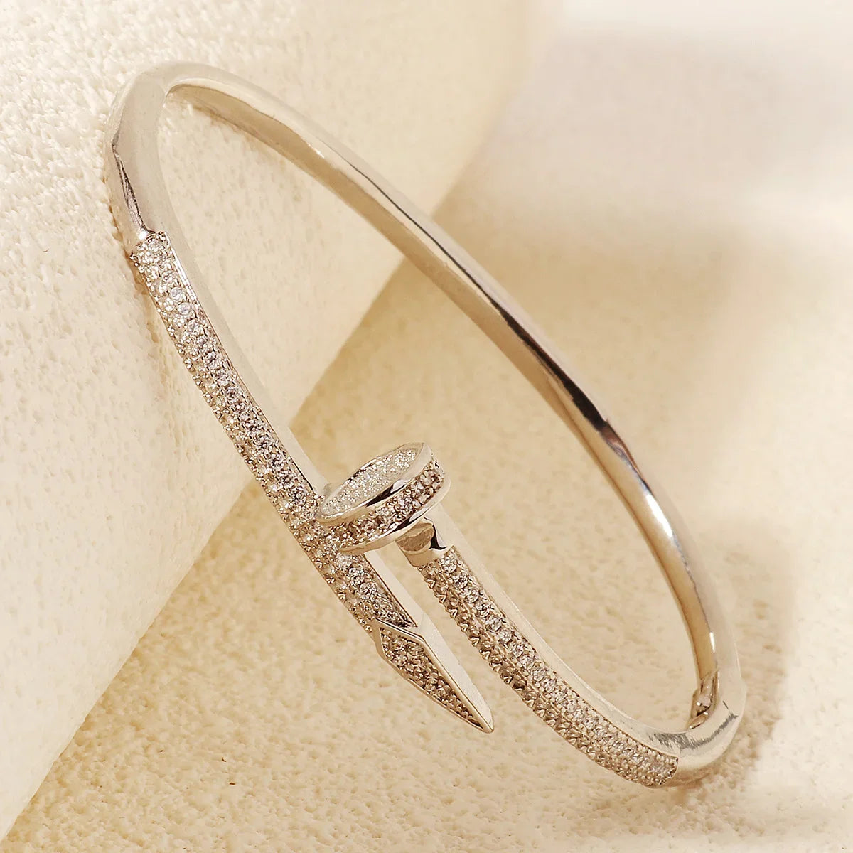 Pave & Nail Stackable Bangle Set