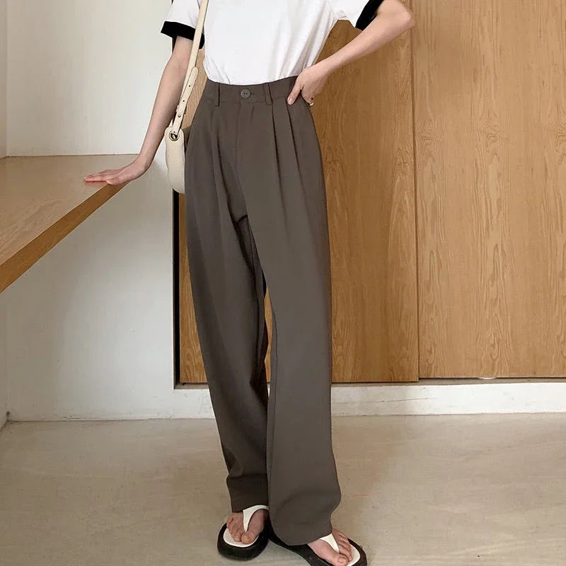 High Waist Women Suit Pants Fall Straight