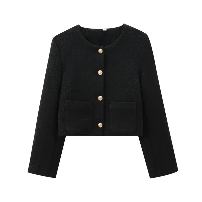 Autumn New Women's Faion Coat Coarse round