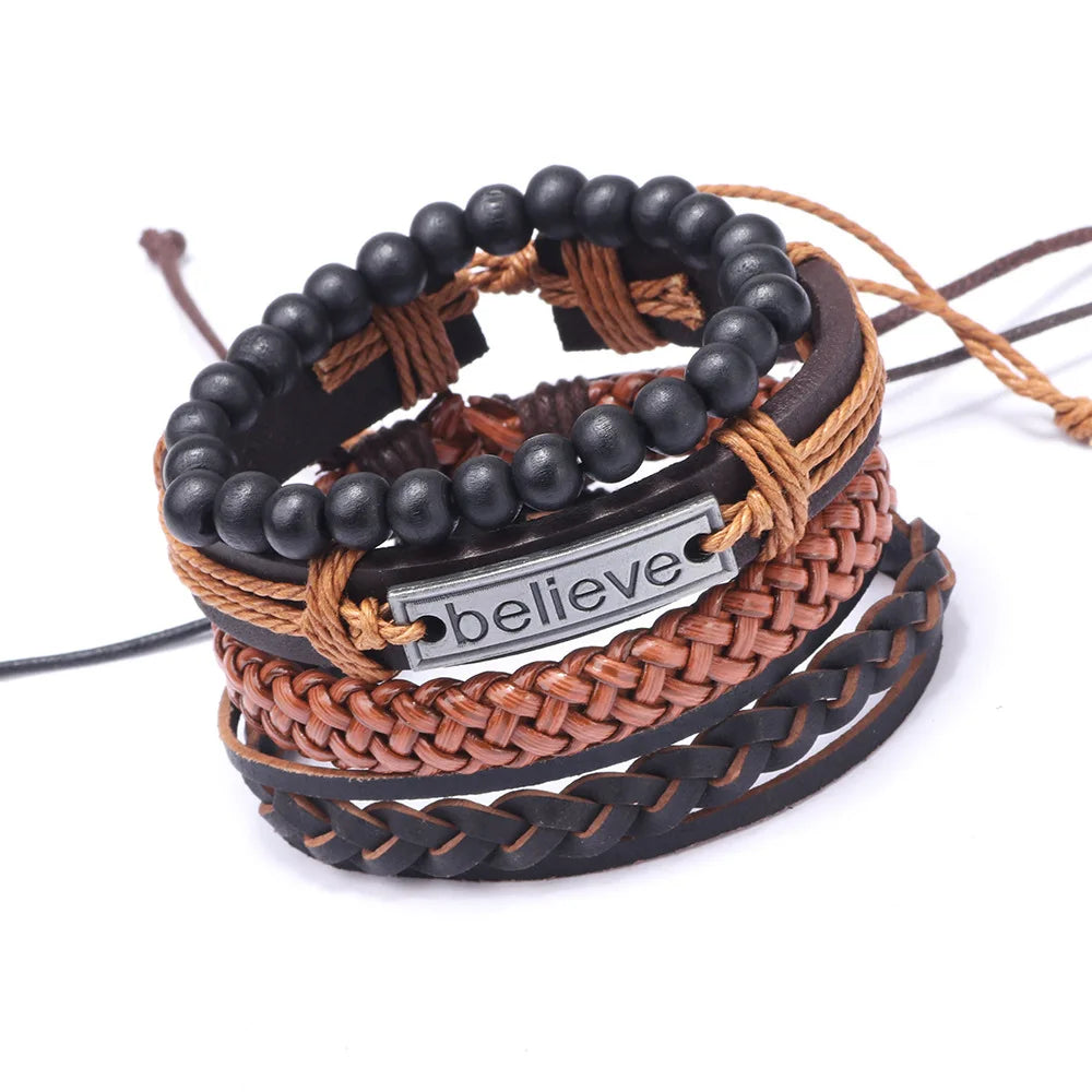 Multi-Layer Leather Bracelet Set