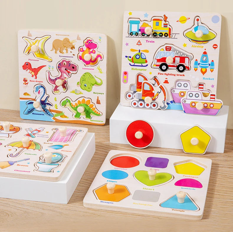 Wooden Puzzle Montessori Toys for Kids Cartoon Animal