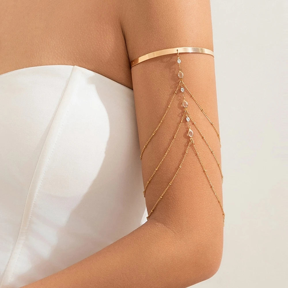 Layered Gold Crystal Arm Cuff