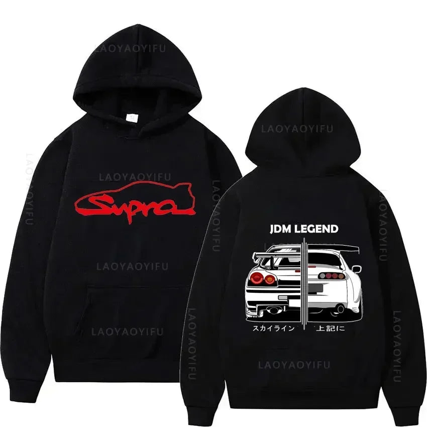 JDM Legend Split-Image Hoodie: Supra & Skyline R34