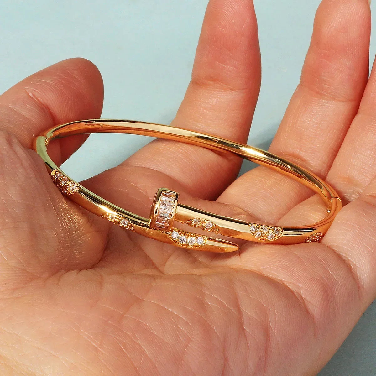 Pave & Nail Stackable Bangle Set
