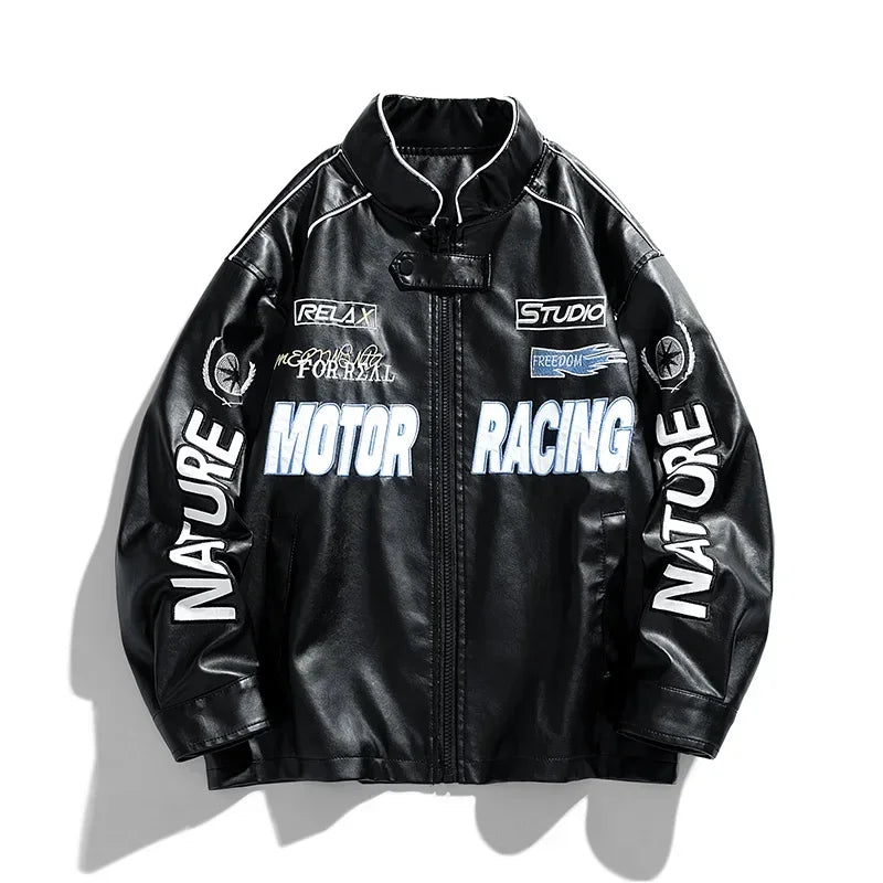 White Retro Motor Racing Jacket