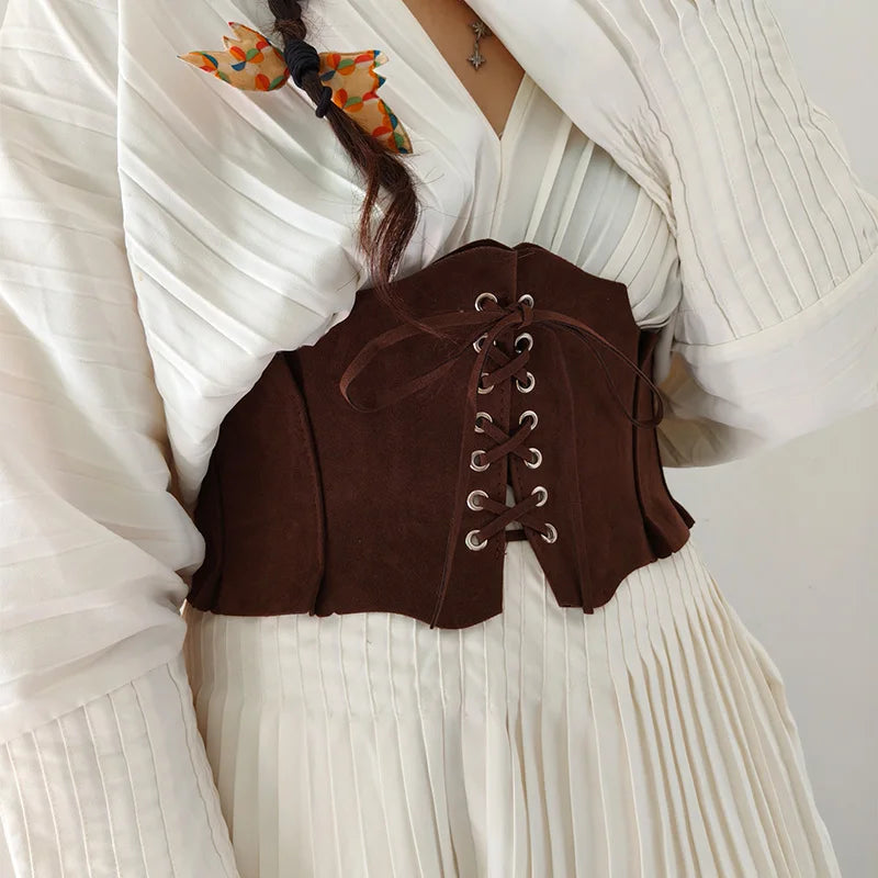 Suede Lace-Up Corset Belt (Waist Cincher)