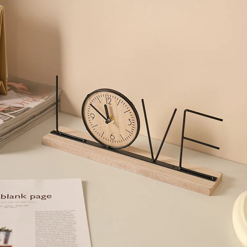 Wire Word 'LOVE HOME' Desktop Clock Set