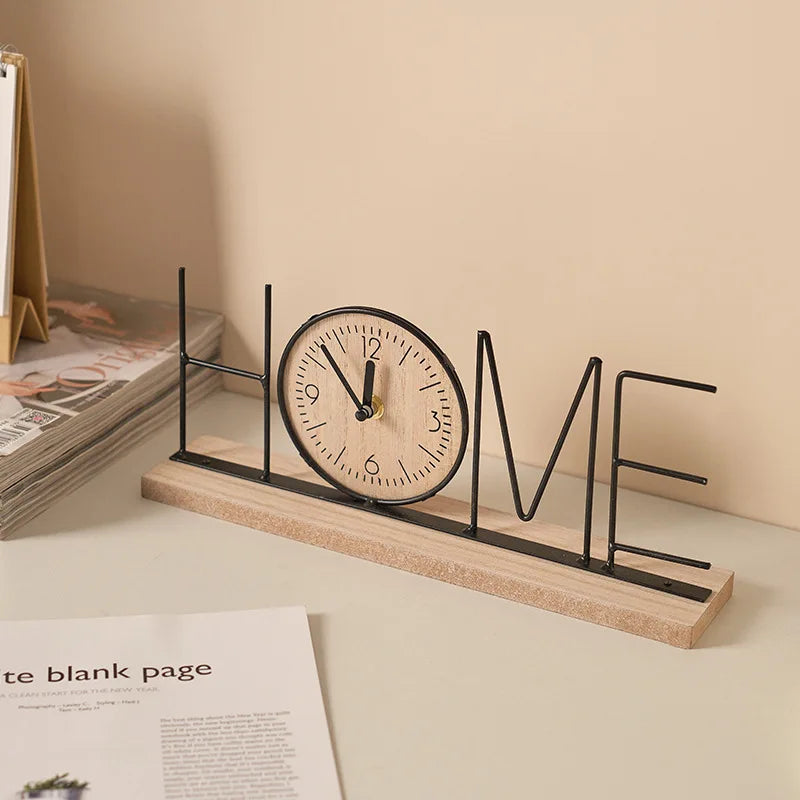 Wire Word 'LOVE HOME' Desktop Clock Set
