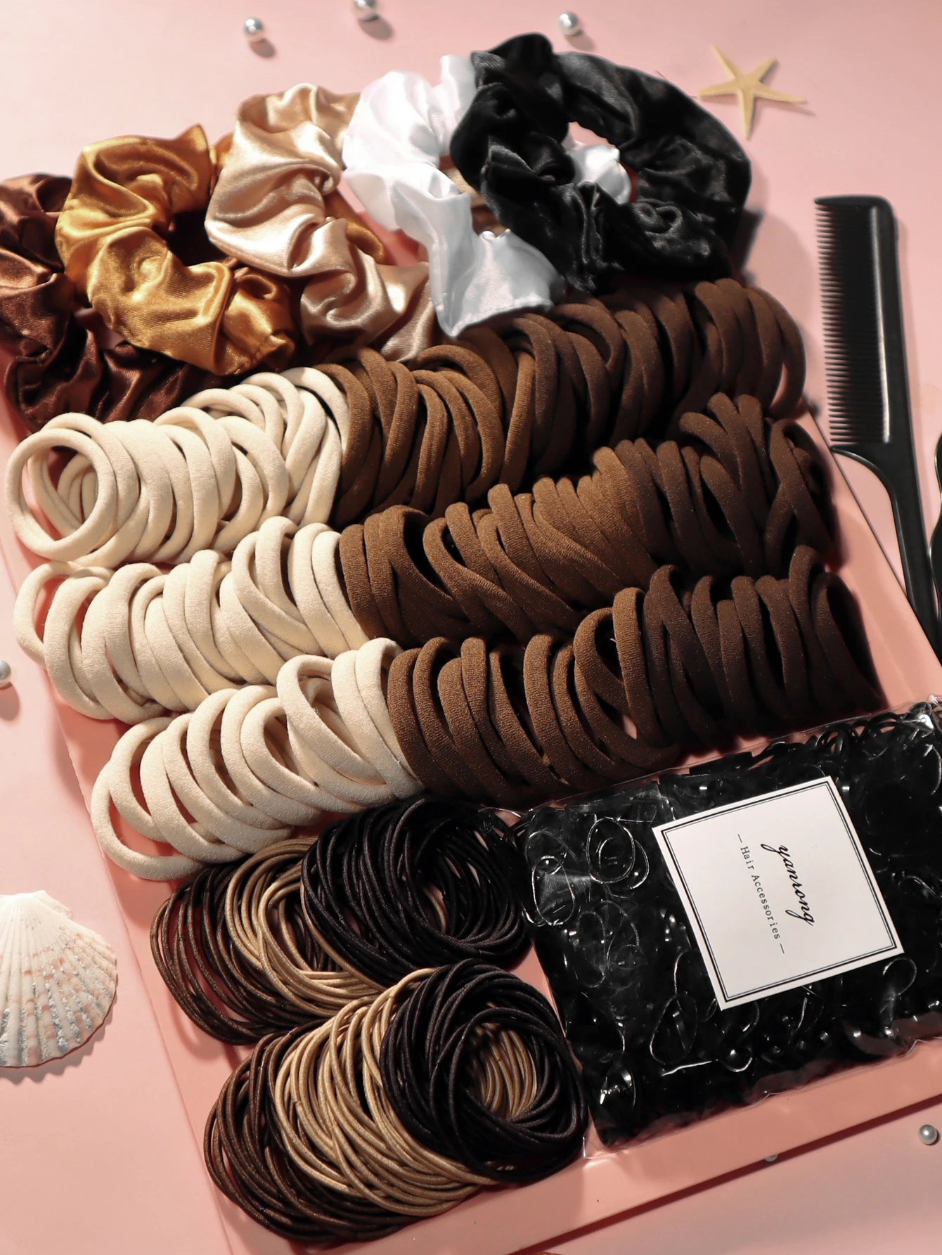 Bulk Elastic & Scrunchie Kit (Neutral Shades)