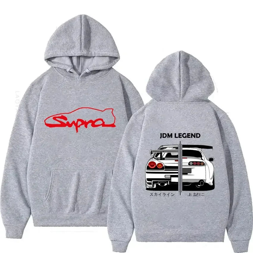 JDM Legend Split-Image Hoodie: Supra & Skyline R34