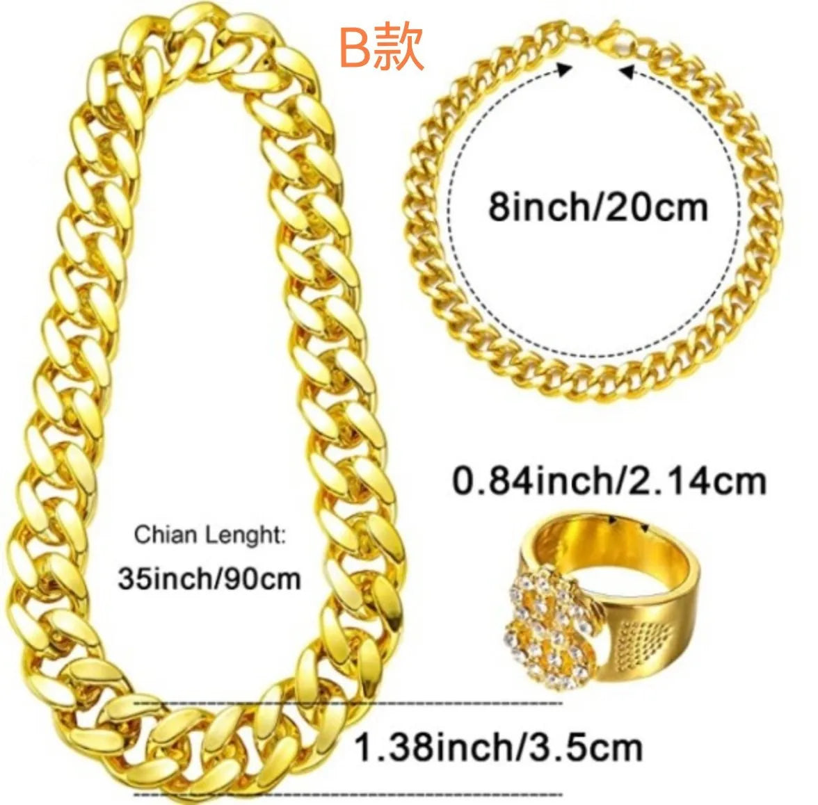 80s 90s Costumes Outfit:90s Hip Hop 80s 90s Costumes for Men Women 90s Outfit for Men Fake Gold Chain 80s Accessories Ecoparty