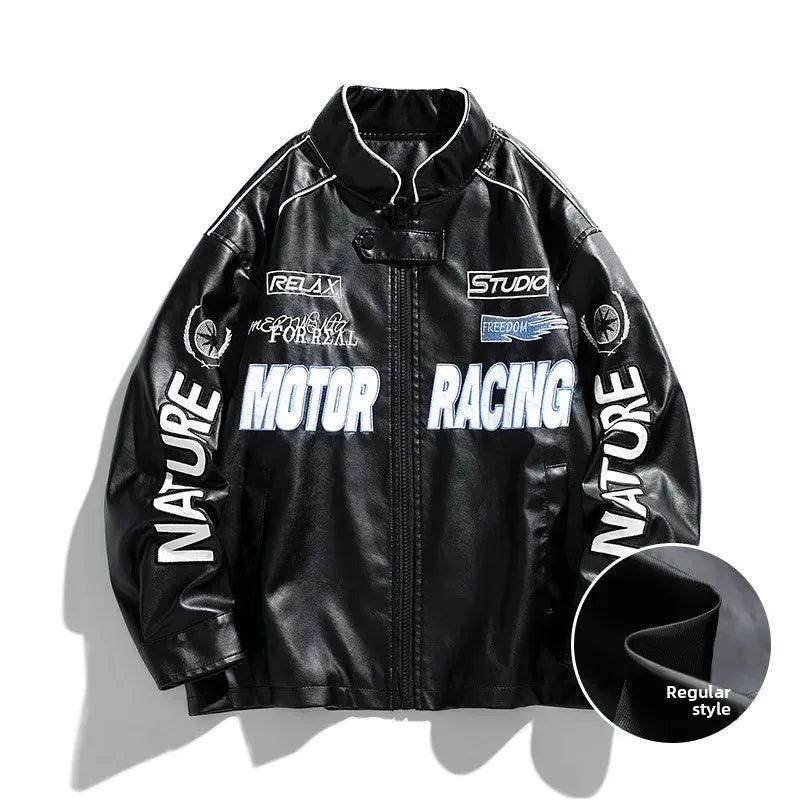 White Retro Motor Racing Jacket