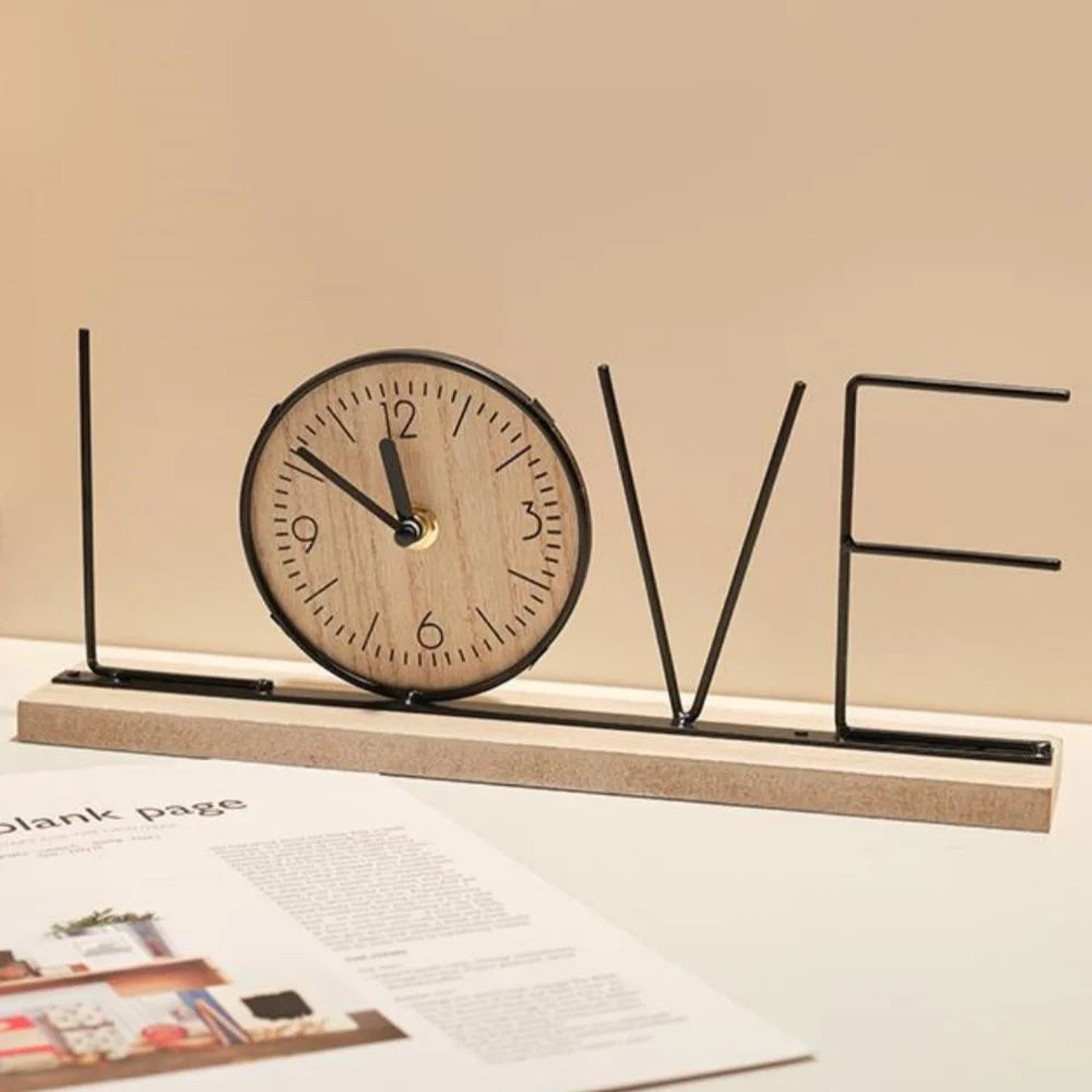 Wire Word 'LOVE HOME' Desktop Clock Set
