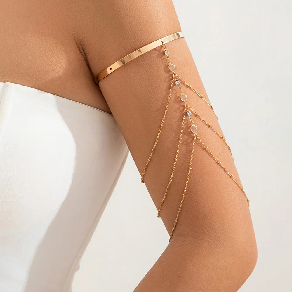 Layered Gold Crystal Arm Cuff