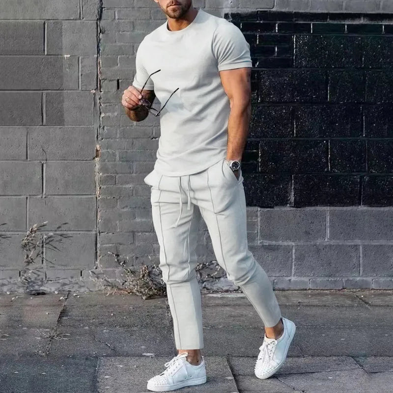 The Clean Slate: Premium White T-Shirt & Jogger Kit.