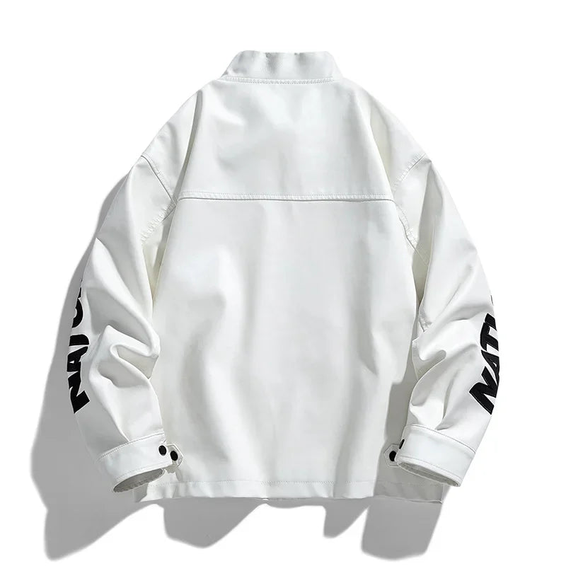 White Retro Motor Racing Jacket
