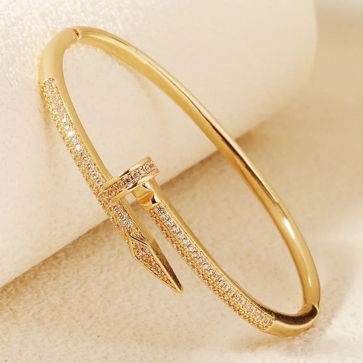 Pave & Nail Stackable Bangle Set