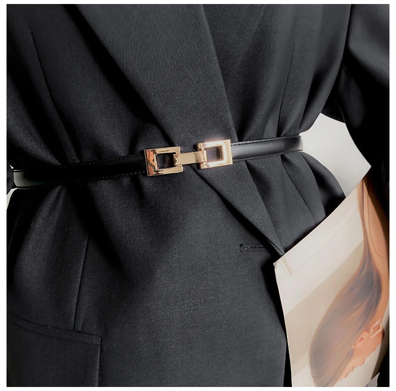 Gold Buckle Cinch Belt