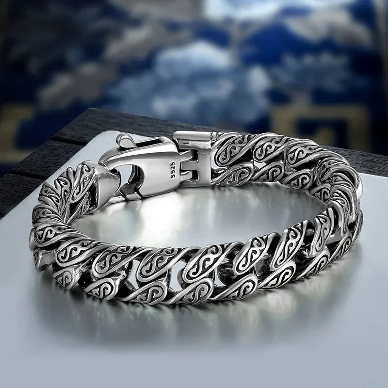 Detailed Thick Link Bracelet for Men