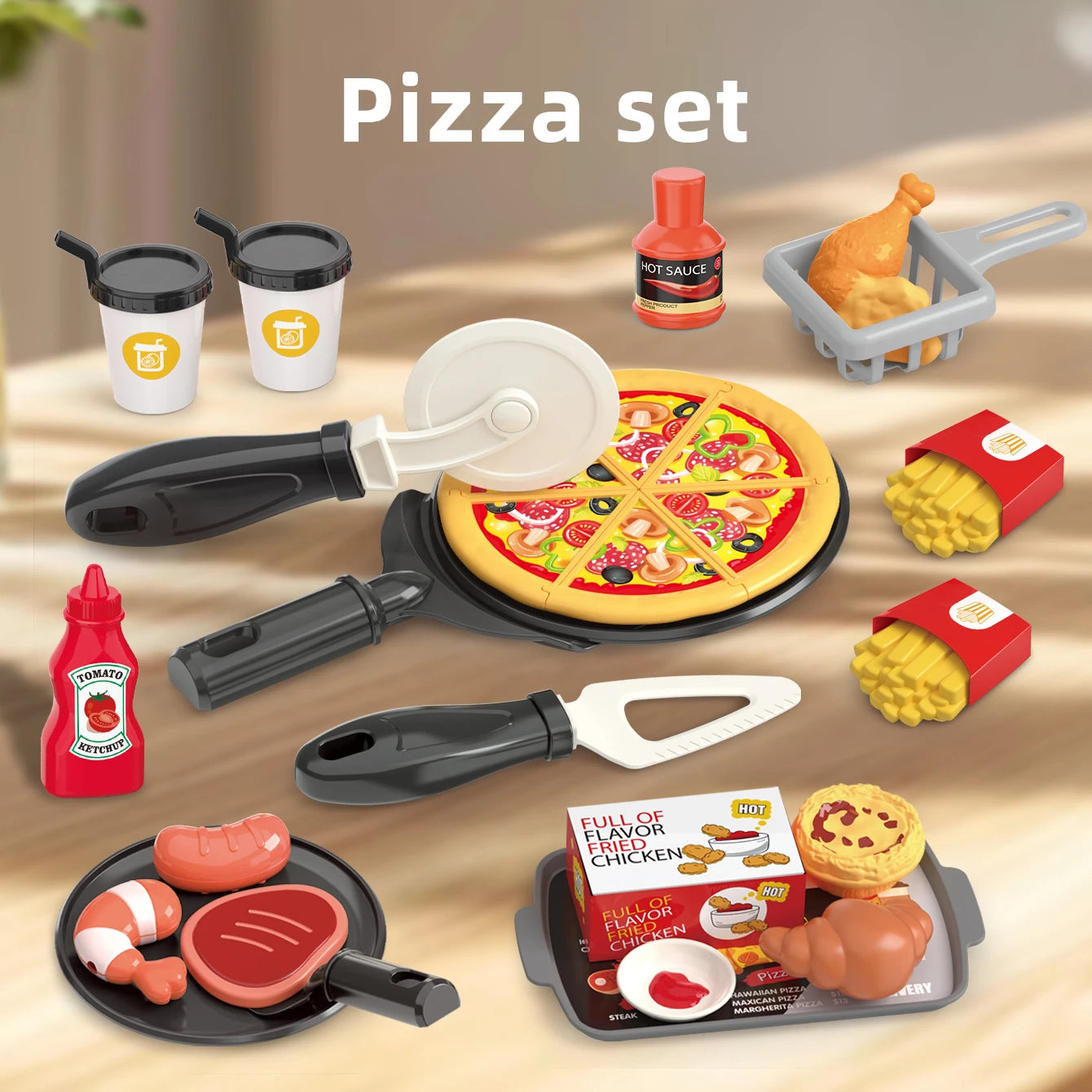 Deluxe Pretend Play Pizza & Meal Set