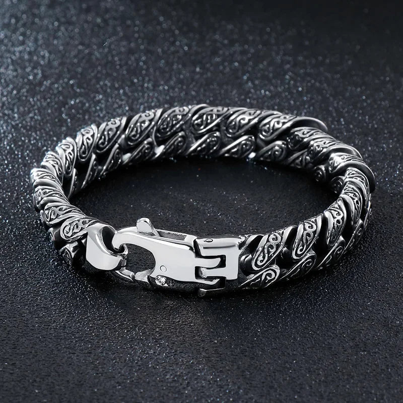 Detailed Thick Link Bracelet for Men
