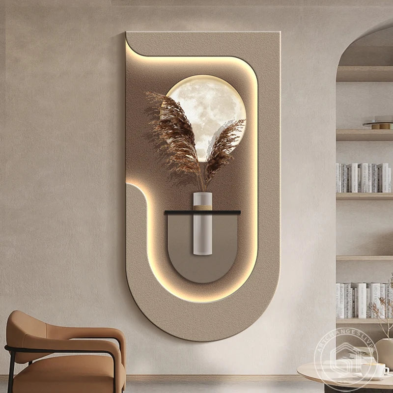 Luxury LED Wall Art with Pampas Grass Motif