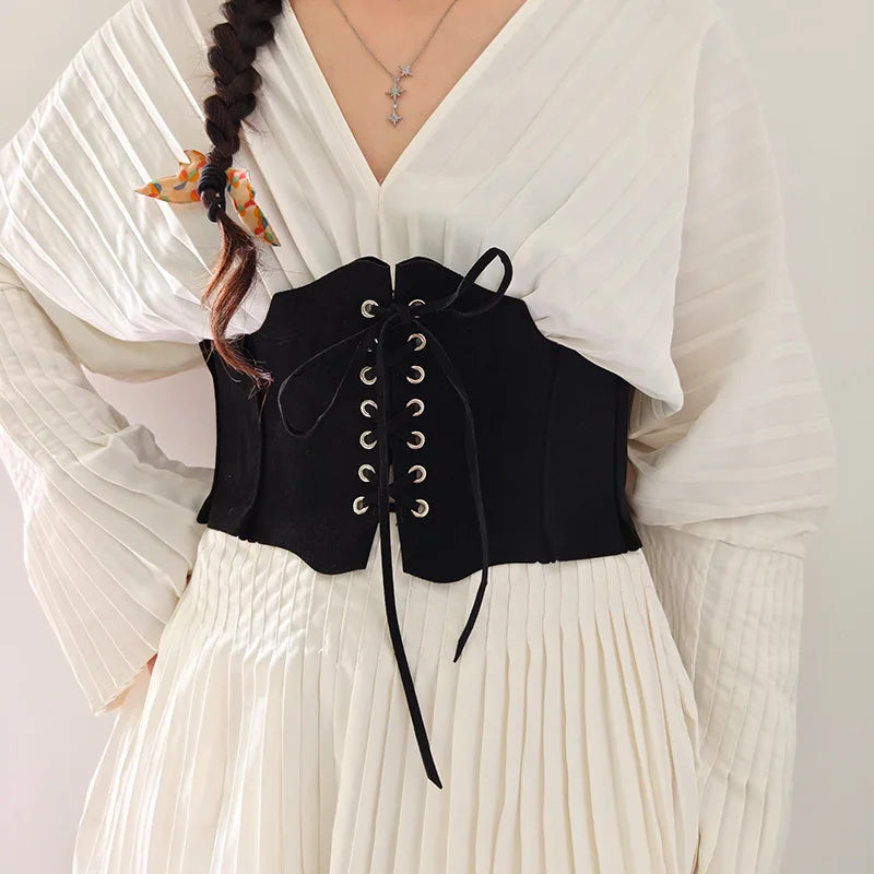 Suede Lace-Up Corset Belt (Waist Cincher)