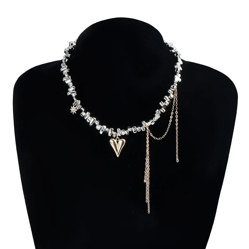Sparkling Riviera Choker with Crystal Heart Pendant