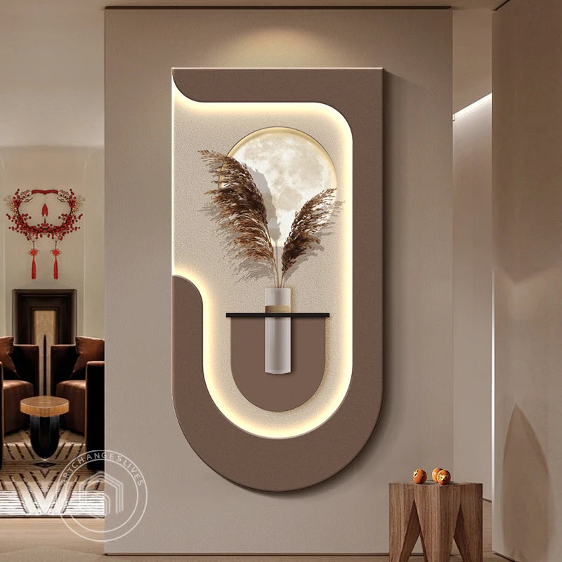 Luxury LED Wall Art with Pampas Grass Motif