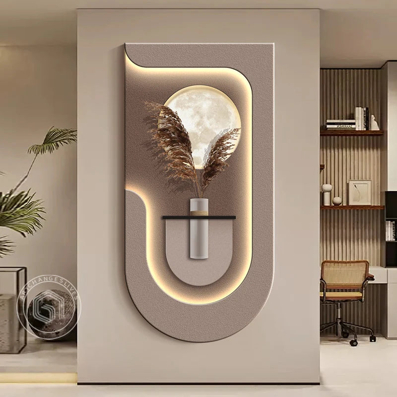 Luxury LED Wall Art with Pampas Grass Motif