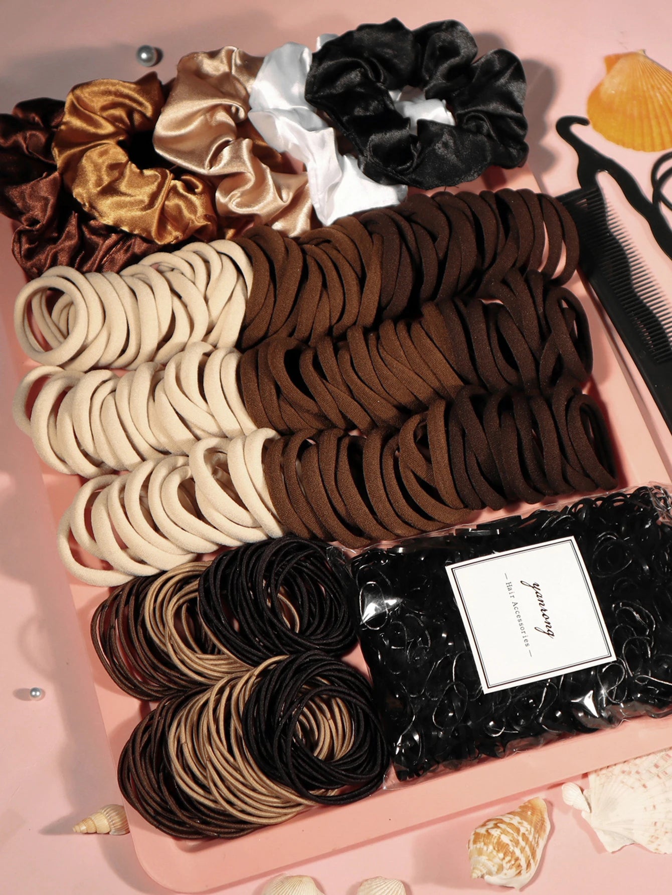 Bulk Elastic & Scrunchie Kit (Neutral Shades)