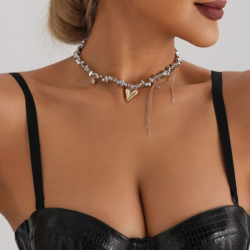 Sparkling Riviera Choker with Crystal Heart Pendant