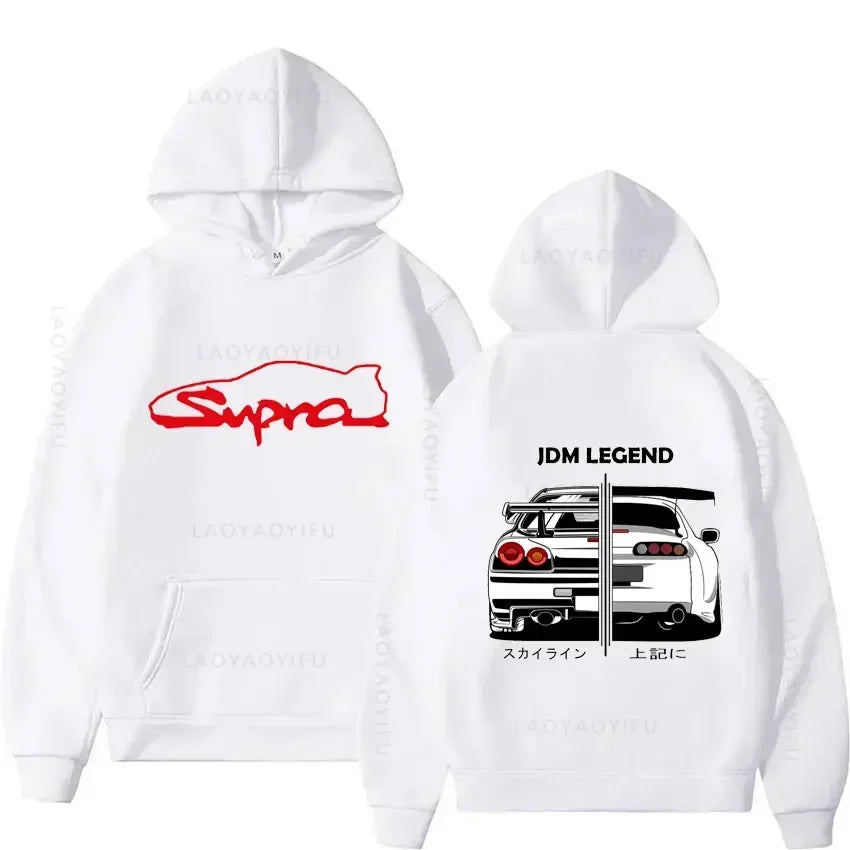 JDM Legend Split-Image Hoodie: Supra & Skyline R34