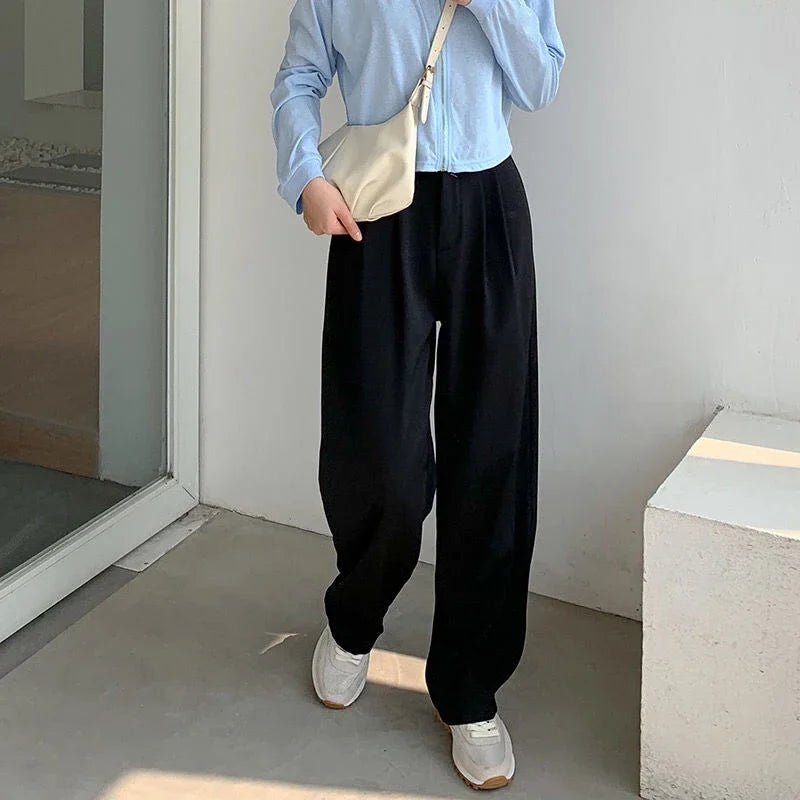 High Waist Women Suit Pants Fall Straight