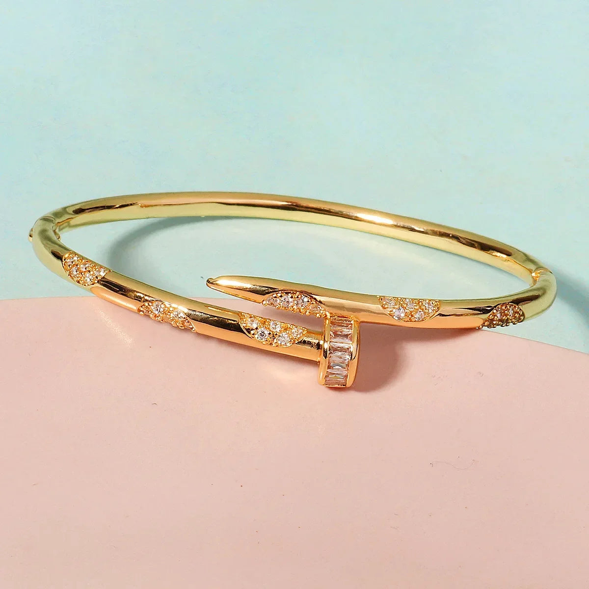 Pave & Nail Stackable Bangle Set