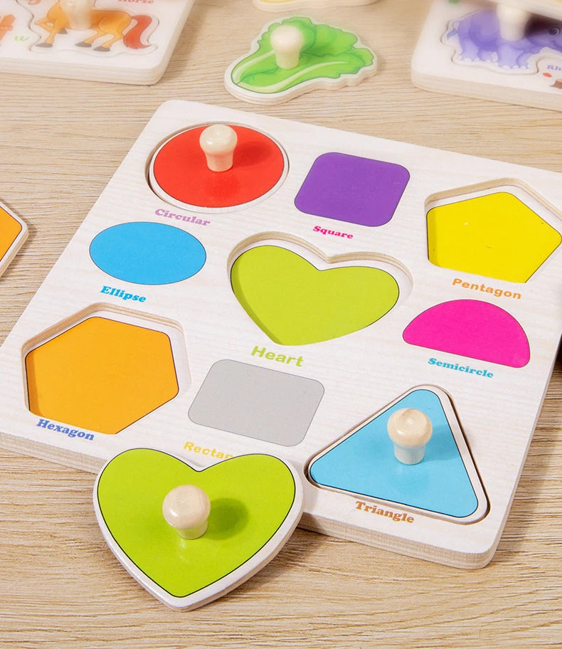 Wooden Puzzle Montessori Toys for Kids Cartoon Animal