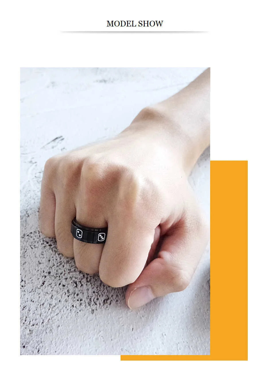 Vnox Black Stainless Steel Ring with Gaming