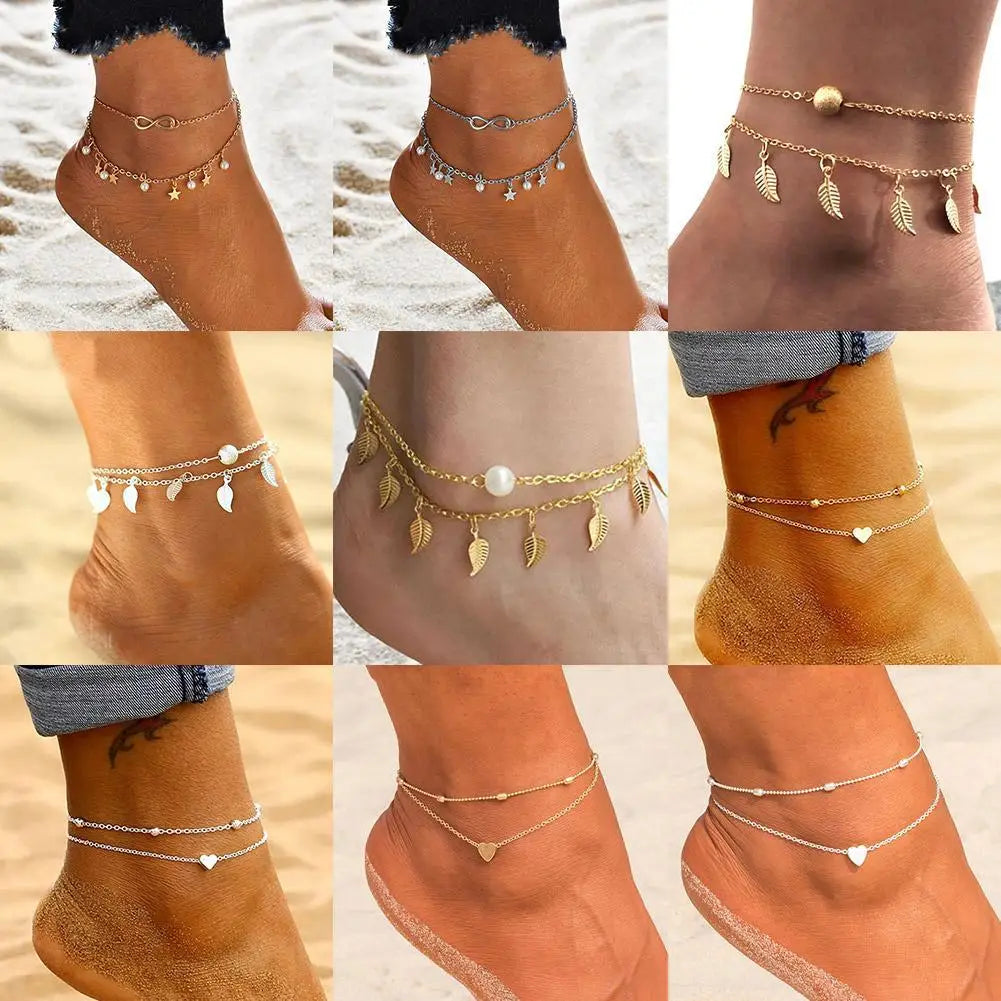 Delicate Gold & Silver Charm Anklet Collection