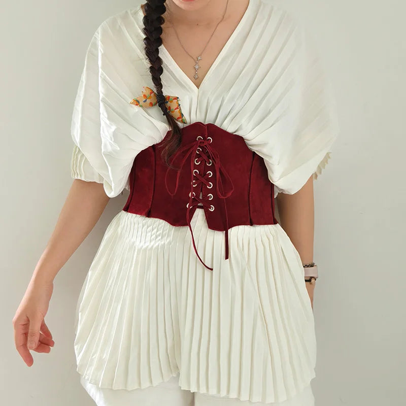 Suede Lace-Up Corset Belt (Waist Cincher)