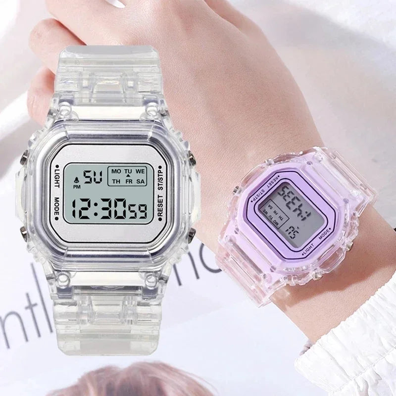 Trendy Y2K Transparent Digital Sport Watch